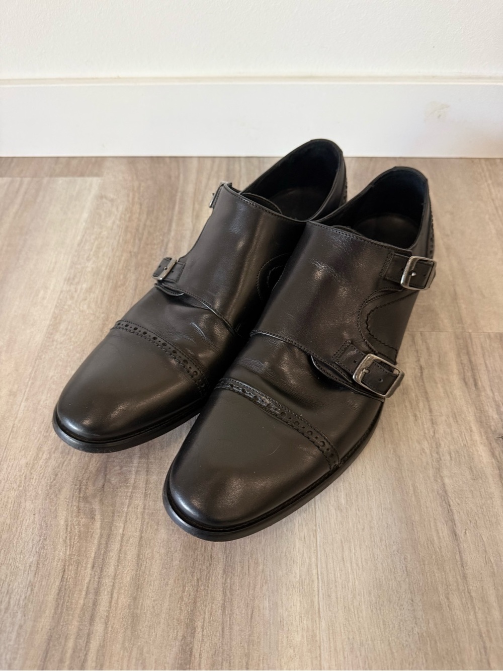John Varvatos Double Monk Leather Dress Shoes